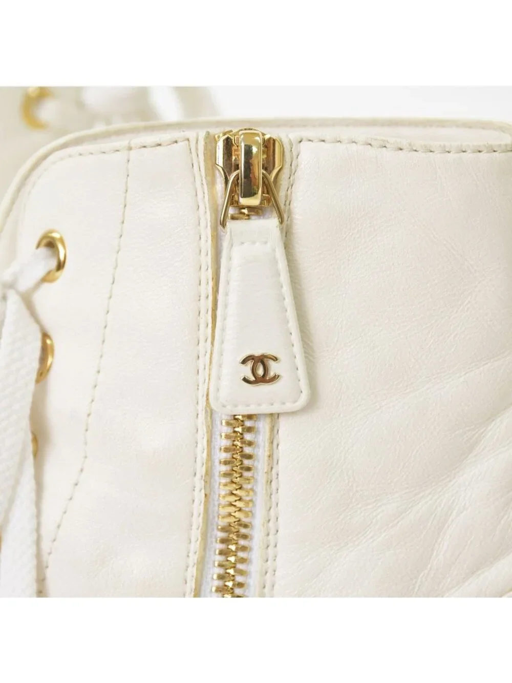 Chanel CC Logo Combat Boots Sneakers White
